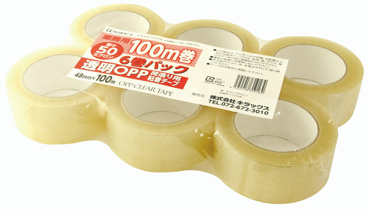 キラックス　透明OPPテープ50μ　#PP516　48mmｘ100Ｍ　6巻セット