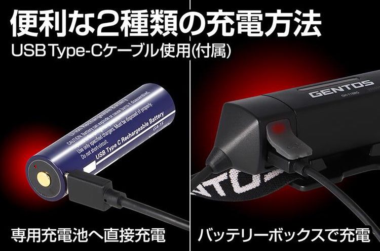 GENTOS　Gシリーズ　タイプCコネクタヘッドライト充電式　GH-118RG